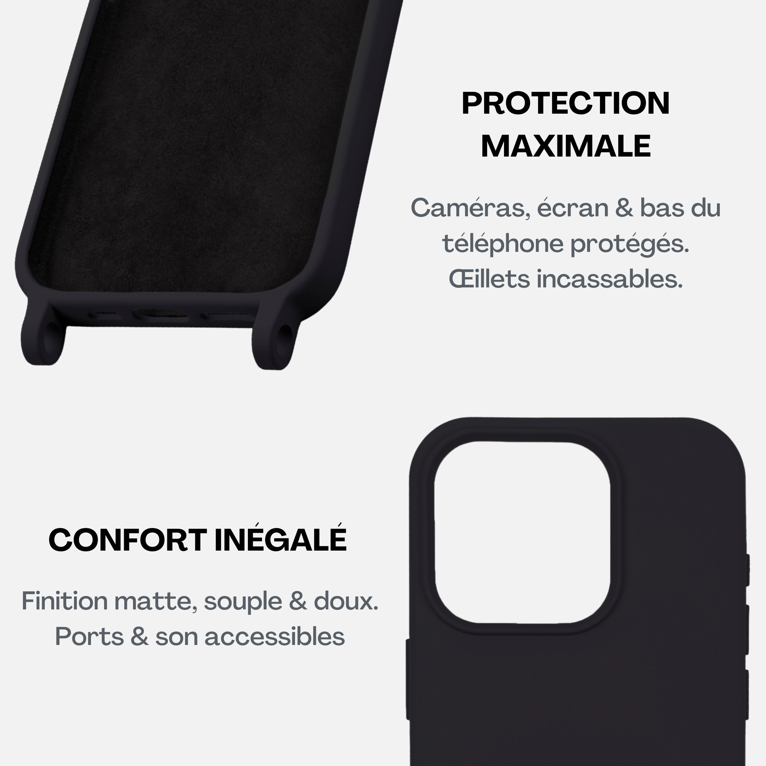 Coque Noir + Mel Cuir Long Cannelle