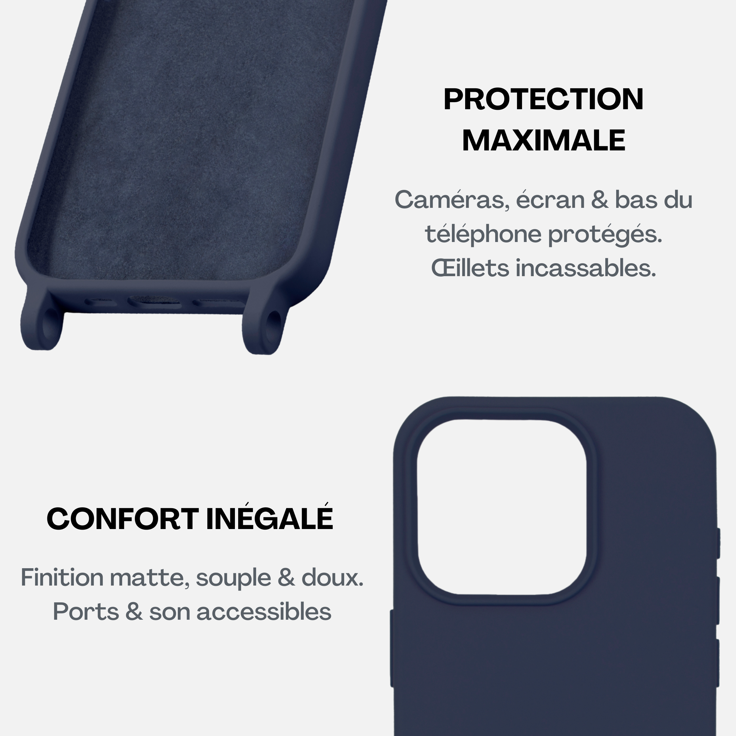 Coque Navy Blue + Mel Cuir Long Bleu Nuit