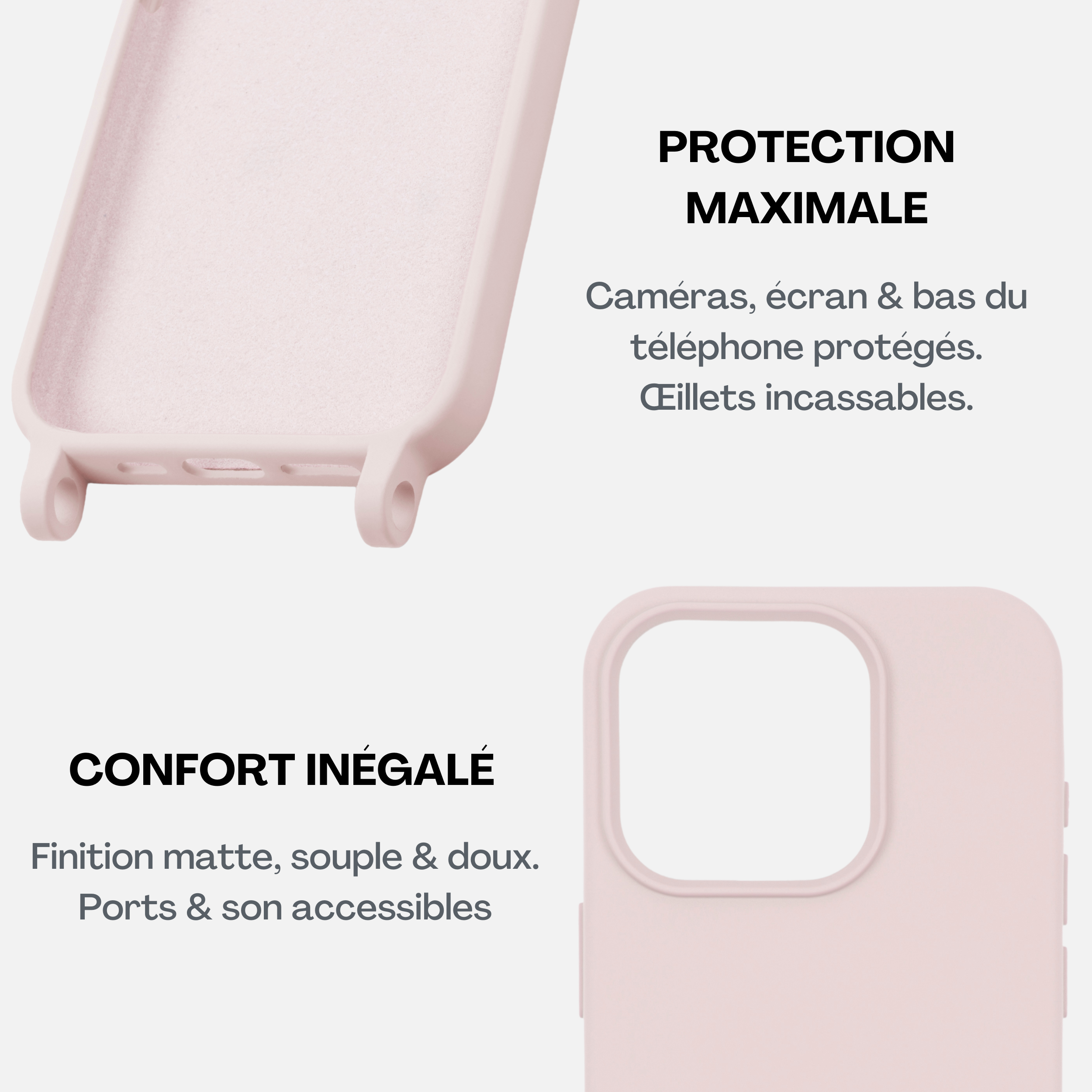 Coque Powder Pink + Cordon Signature Stellar