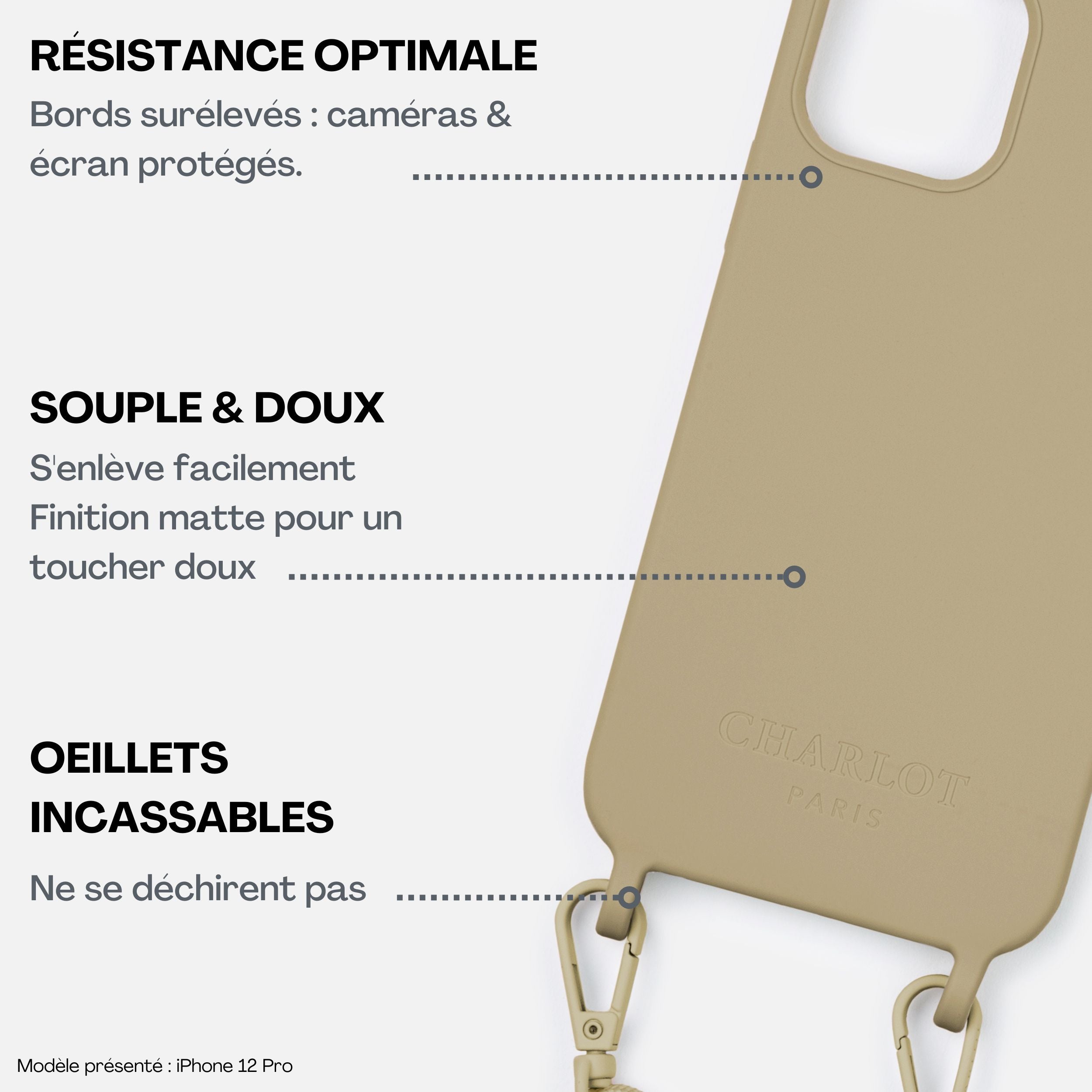 Coque Taupe + Mel Cuir Long Cannelle