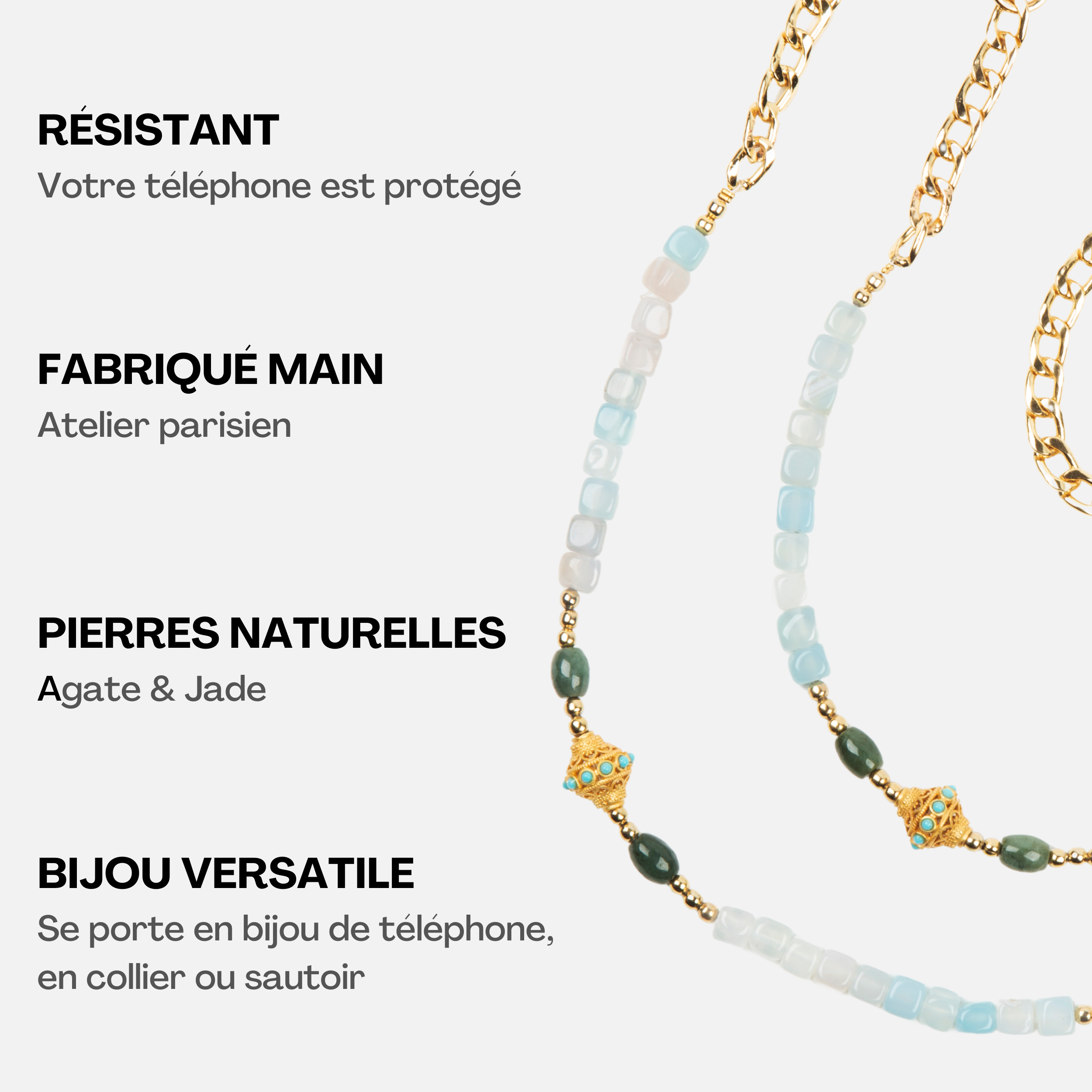 Coque Mint + Chaîne Collier JUHU Aqua