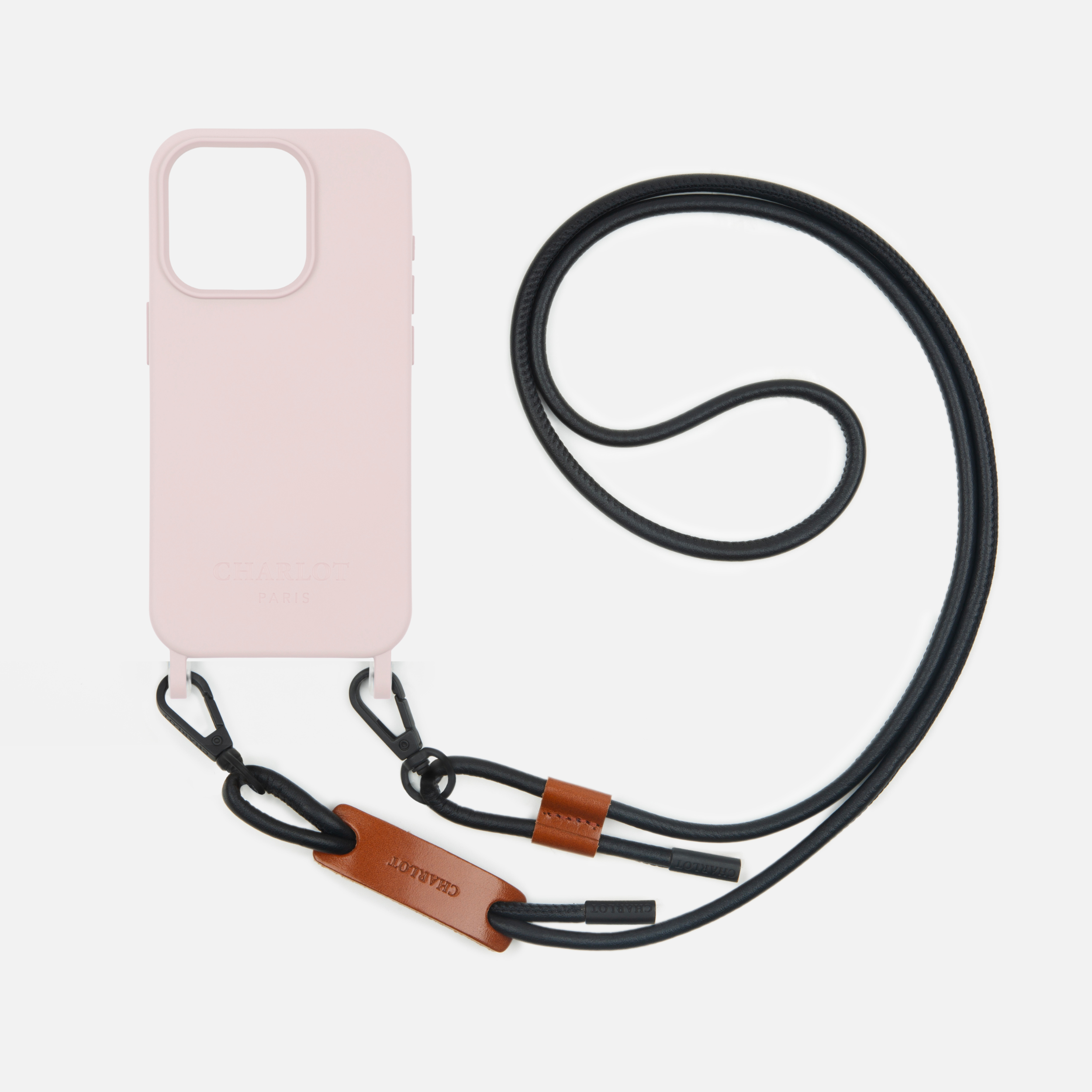 Coque Powder Pink + Noga Cuir Noir