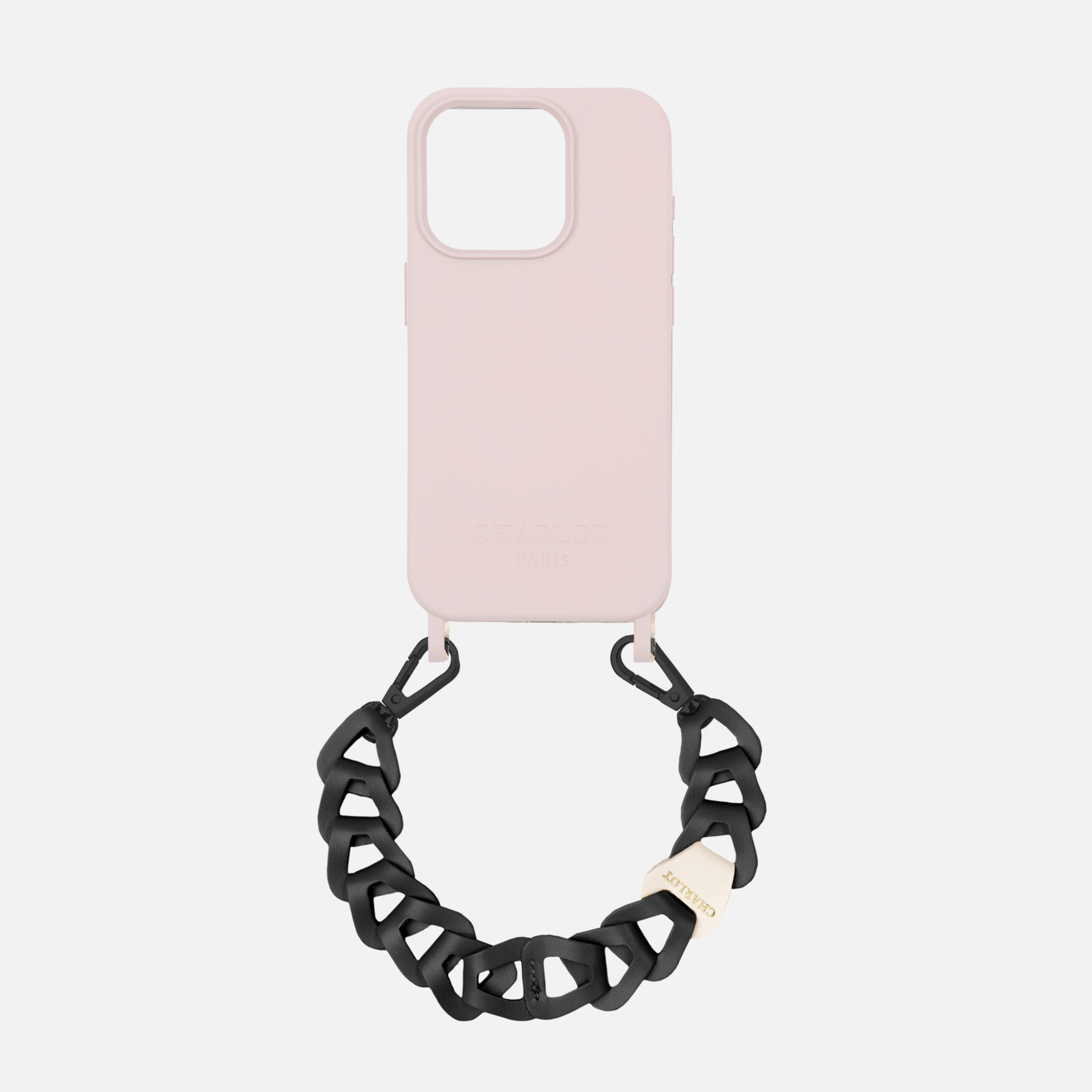 Coque Powder Pink + Mel Cuir Court Noir