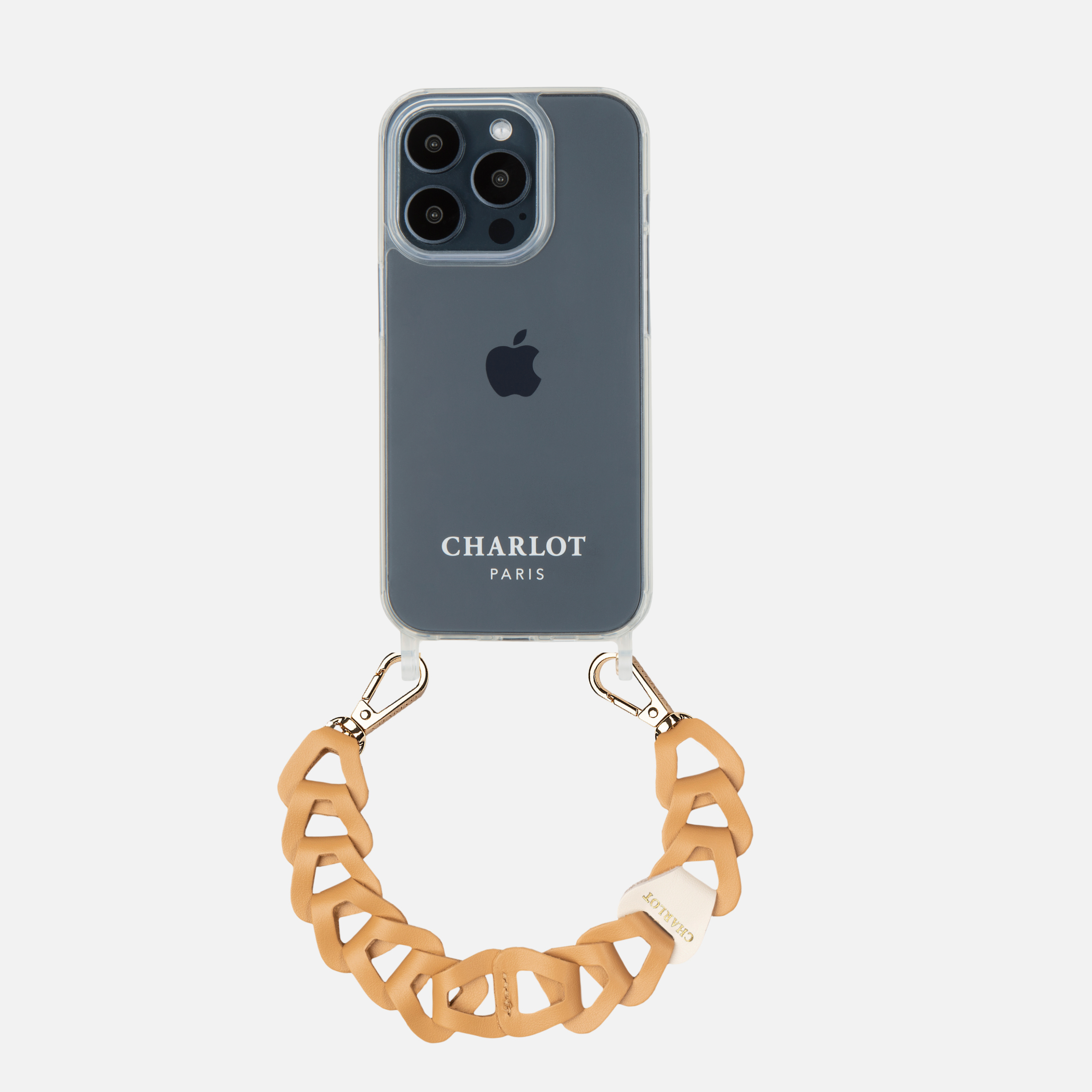 Coque Clear + Mel Cuir Court Camel