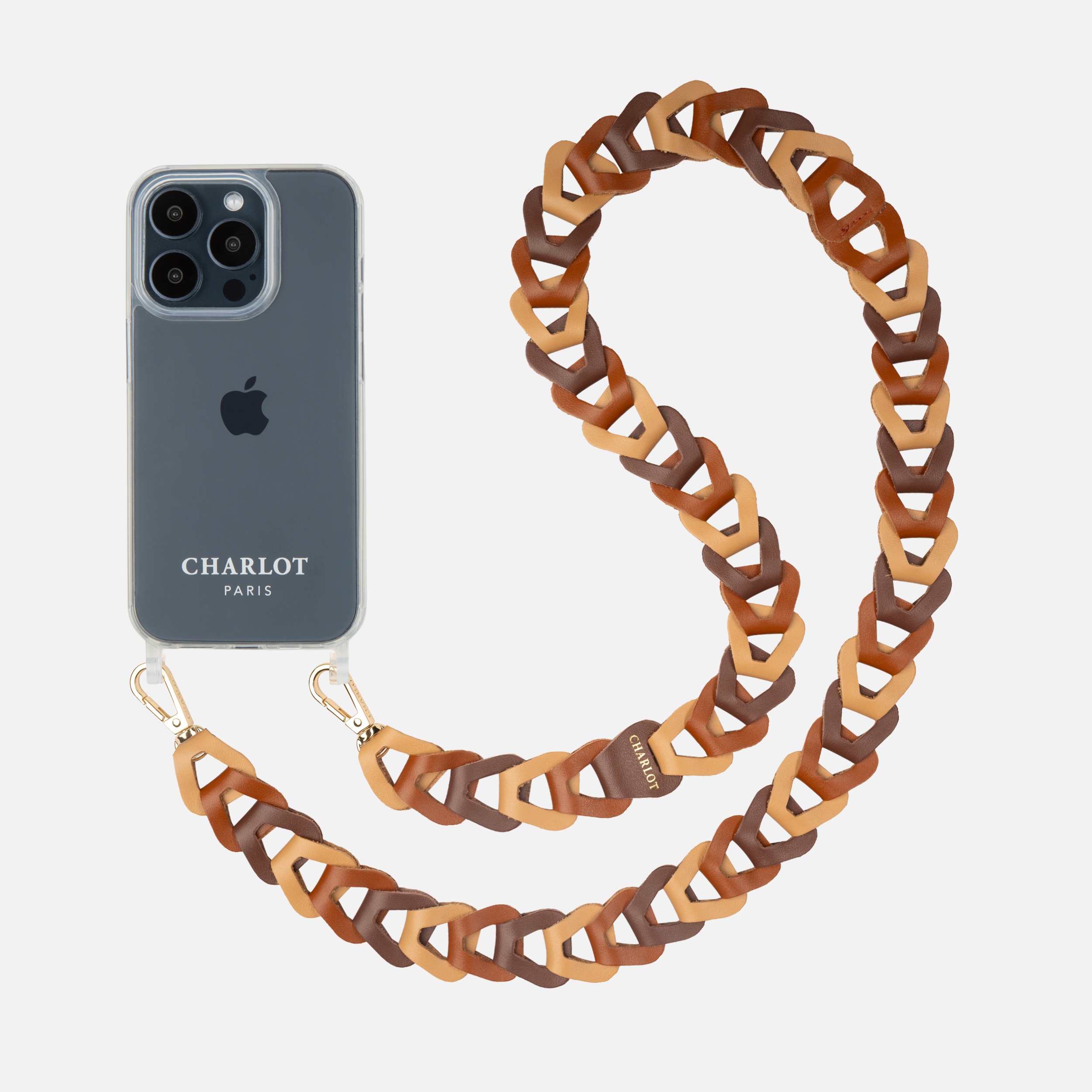 Coque Clear + Mel Cuir Long Cannelle