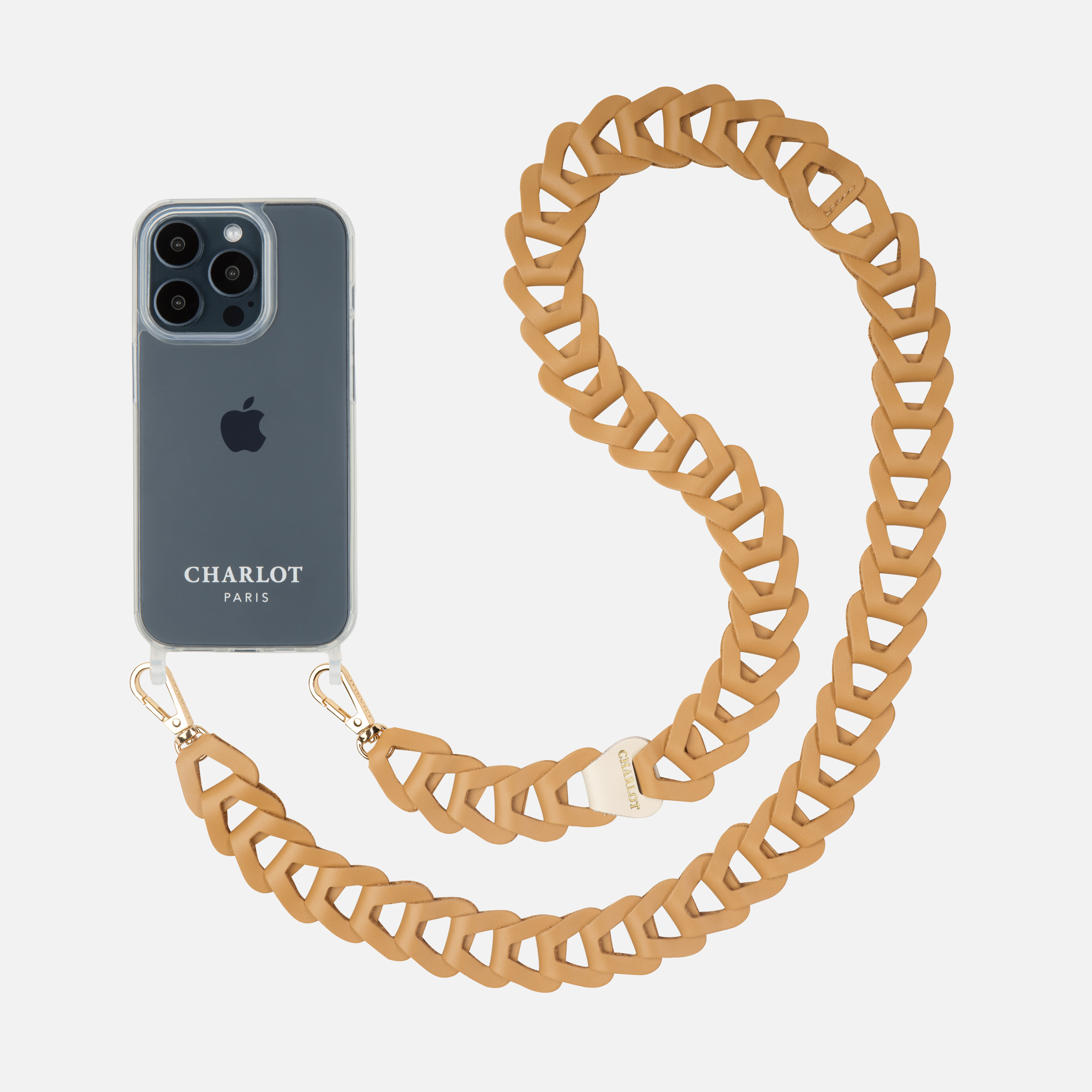 Coque Clear + Mel Cuir long Camel